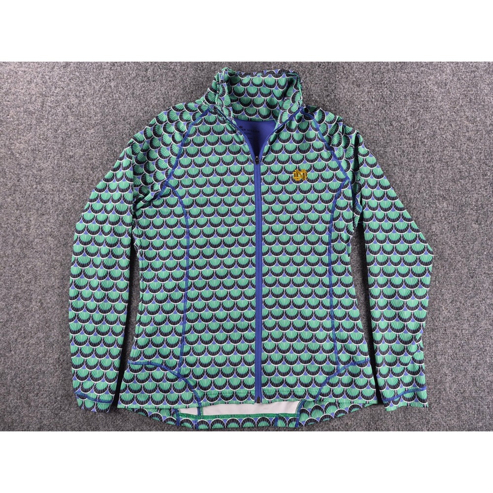 Peter Millar Notre Dame Fighting Irish Wicking Full Zip Jacket Green Purple L